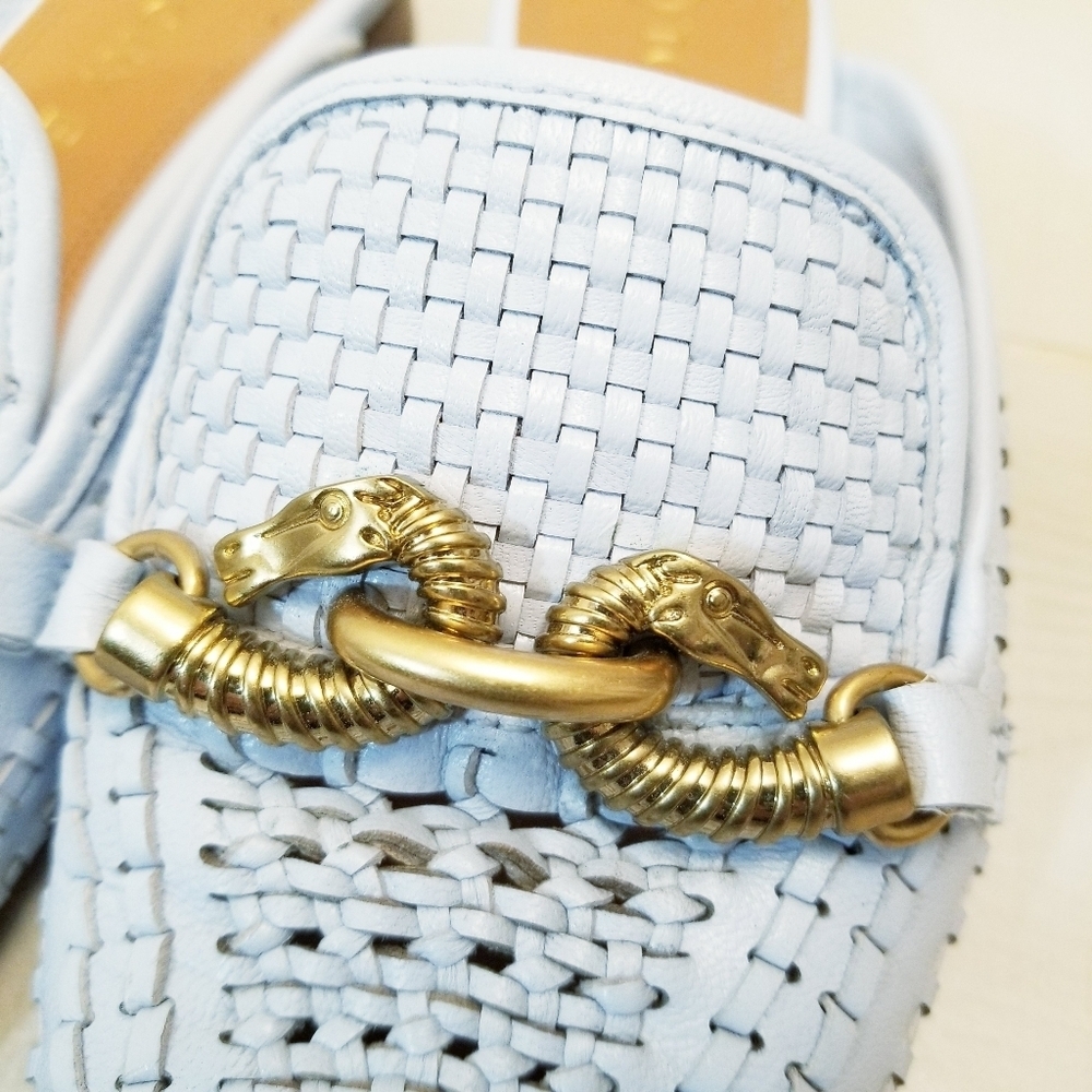 {6M} Tory Burch Jessa Woven Backless Loafer Icy Blue - Picture 4 of 15